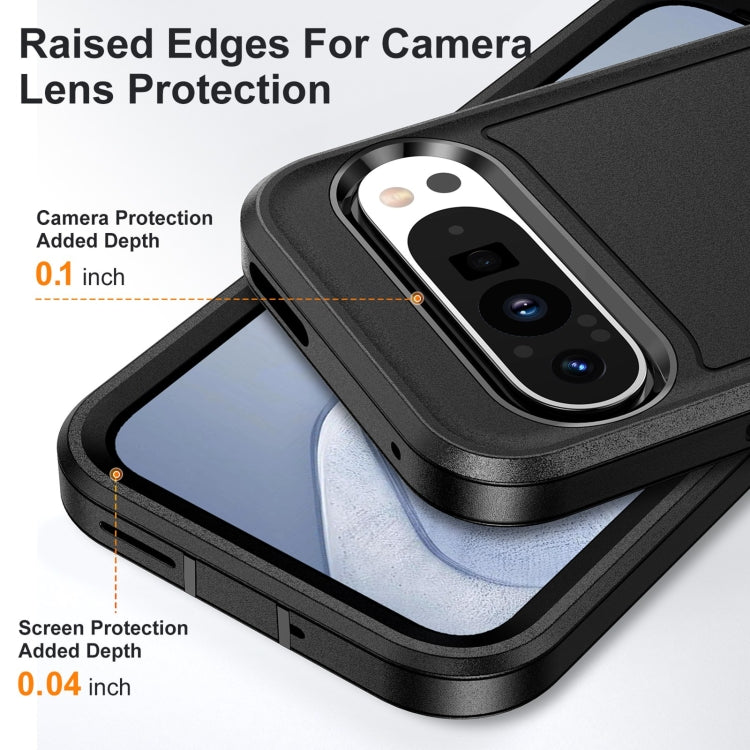 For Google Pixel 9 Pro Rugged PC + Silicone Phone Case with Holder(Black) by buy2fix