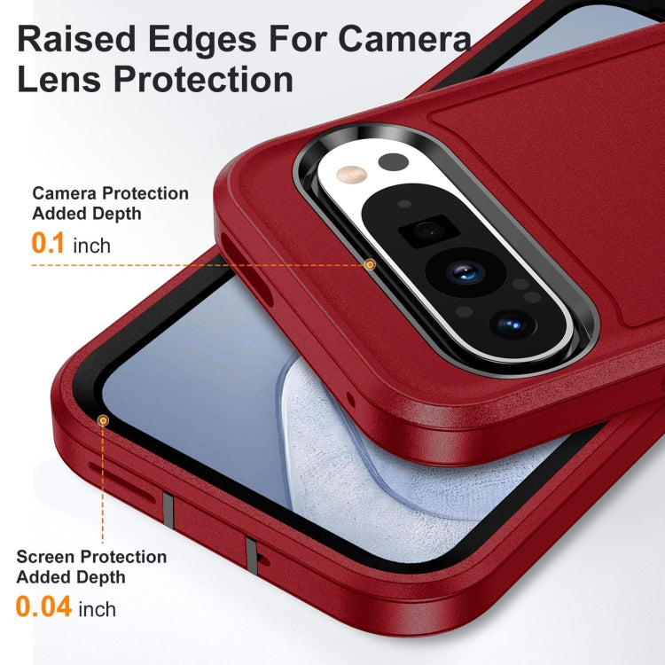 For Google Pixel 9 Pro Rugged PC + Silicone Phone Case with Holder(Red+Black) by buy2fix