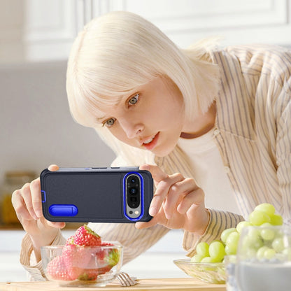 For Google Pixel 9 Pro Rugged PC + Silicone Phone Case with Holder(Dark Blue+Royal Blue) by buy2fix
