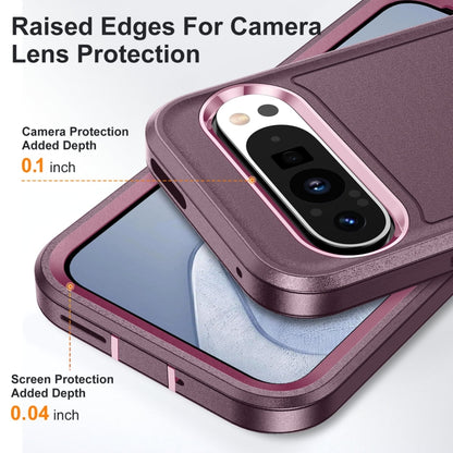 For Google Pixel 9 Pro Rugged PC + Silicone Phone Case with Holder(Purple+Pink) by buy2fix