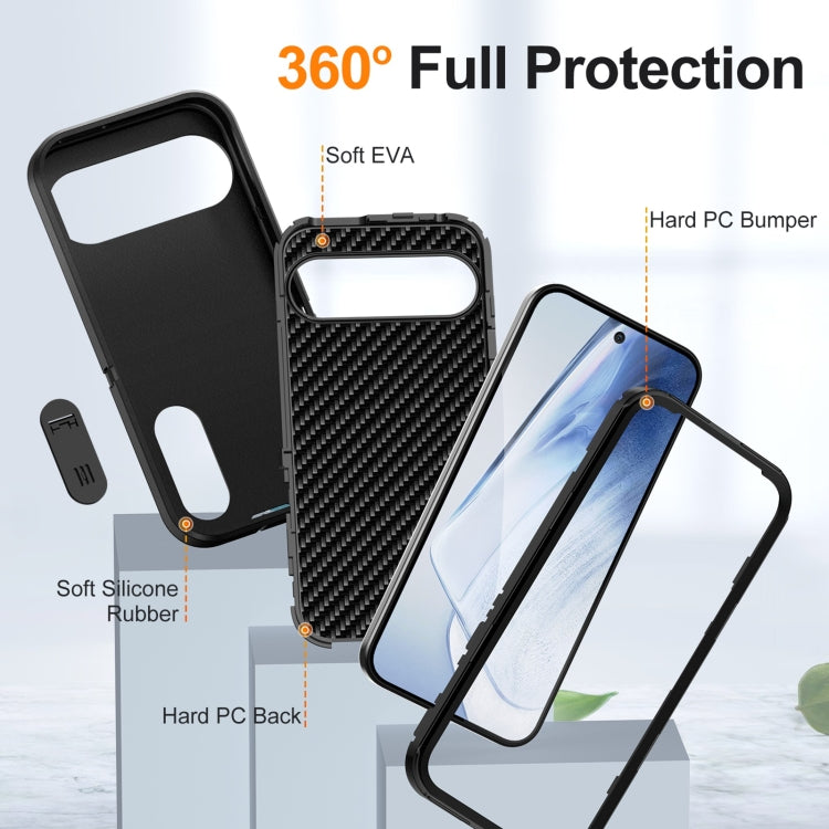 For Google Pixel 9 Rugged PC + Silicone Phone Case with Holder(Black) by buy2fix