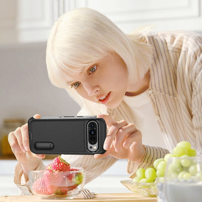 For Google Pixel 9 Rugged PC + Silicone Phone Case with Holder(Black) by buy2fix