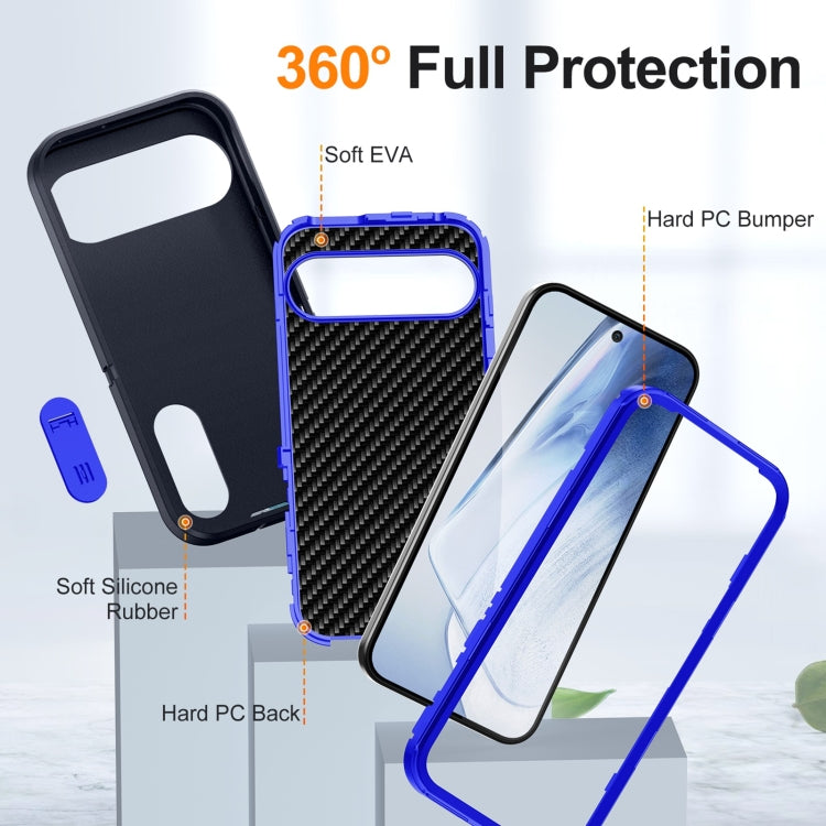 For Google Pixel 9 Rugged PC + Silicone Phone Case with Holder(Dark Blue+Royal Blue) by buy2fix
