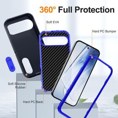 For Google Pixel 9 Rugged PC + Silicone Phone Case with Holder(Dark Blue+Royal Blue) by buy2fix