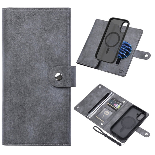 For iPhone 16 Plus ViLi GVS Series MagSafe Magnetic RFID Leather Phone Case(Grey)