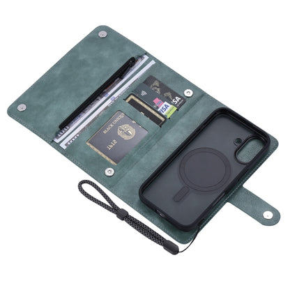 For iPhone 16 Plus ViLi GVS Series MagSafe Magnetic RFID Leather Phone Case(Green) - iPhone 16 Plus Cases by ViLi | Online Shopping UK | buy2fix
