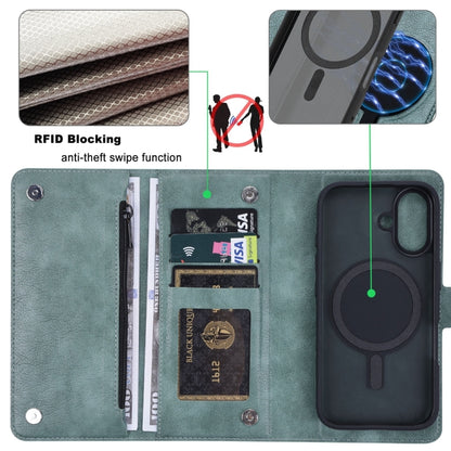For iPhone 16 Plus ViLi GVS Series MagSafe Magnetic RFID Leather Phone Case(Green) - iPhone 16 Plus Cases by ViLi | Online Shopping UK | buy2fix