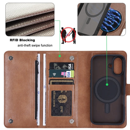 For iPhone 16 Plus ViLi GVS Series MagSafe Magnetic RFID Leather Phone Case(Brown) - iPhone 16 Plus Cases by ViLi | Online Shopping UK | buy2fix