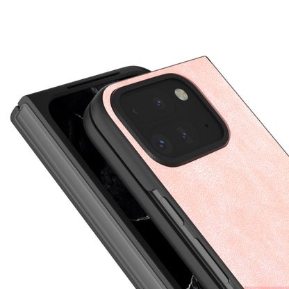 For Google Pixel 9 Pro Fold Black Frame PU Leather Full Coverage Phone Case(Pink) by buy2fix