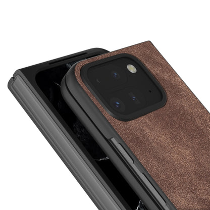 For Google Pixel 9 Pro Fold Black Frame PU Leather Full Coverage Phone Case(Coffee) by buy2fix