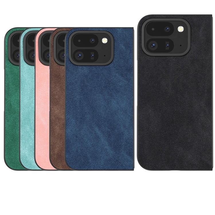 For Google Pixel 9 Pro Fold Black Frame PU Leather Full Coverage Phone Case(Coffee) by buy2fix