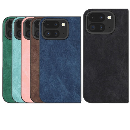 For Google Pixel 9 Pro Fold Black Frame PU Leather Full Coverage Phone Case(Coffee) by buy2fix