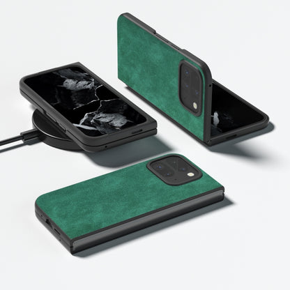 For Google Pixel 9 Pro Fold Black Frame PU Leather Full Coverage Phone Case(Green) by buy2fix