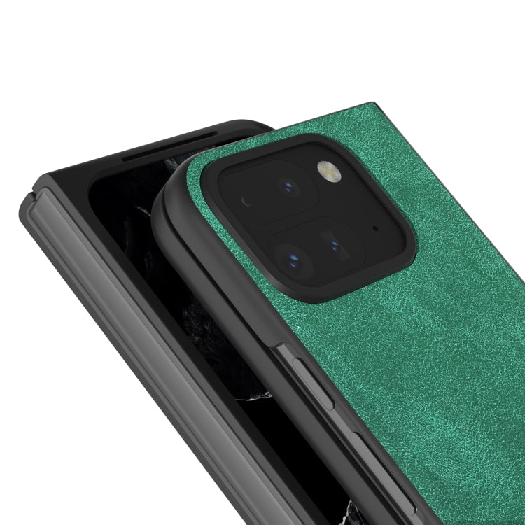 For Google Pixel 9 Pro Fold Black Frame PU Leather Full Coverage Phone Case(Green) by buy2fix