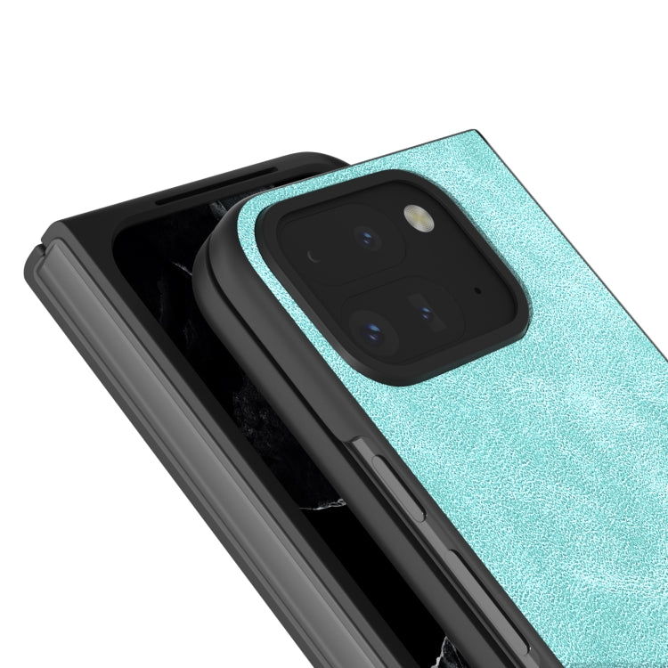 For Google Pixel 9 Pro Fold Black Frame PU Leather Full Coverage Phone Case(Light Blue) by buy2fix