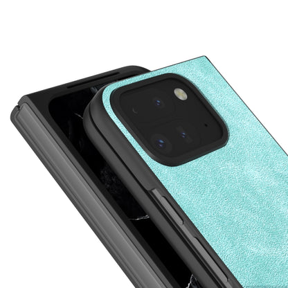 For Google Pixel 9 Pro Fold Black Frame PU Leather Full Coverage Phone Case(Light Blue) by buy2fix