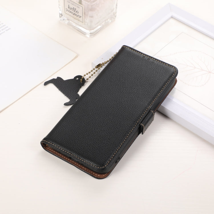 For Samsung Galaxy M35 Genuine Leather Mino Magnetic RFID Leather Phone Case(Black) - Galaxy Phone Cases by buy2fix | Online Shopping UK | buy2fix