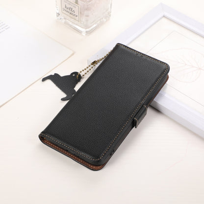 For Samsung Galaxy M35 Genuine Leather Mino Magnetic RFID Leather Phone Case(Black) - Galaxy Phone Cases by buy2fix | Online Shopping UK | buy2fix