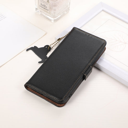 For Samsung Galaxy M35 Genuine Leather Mino Magnetic RFID Leather Phone Case(Black) - Galaxy Phone Cases by buy2fix | Online Shopping UK | buy2fix