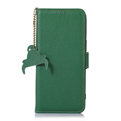 For Samsung Galaxy M35 Genuine Leather Mino Magnetic RFID Leather Phone Case(Green) - Galaxy Phone Cases by buy2fix | Online Shopping UK | buy2fix