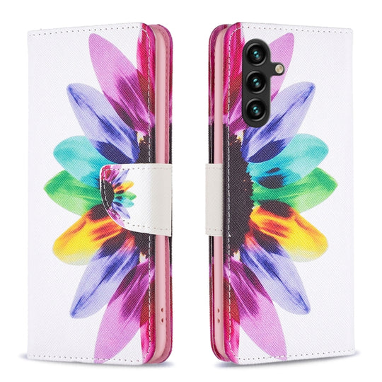 For Samsung Galaxy A16 Colored Drawing Pattern Leather Phone Case(Sun Flower)