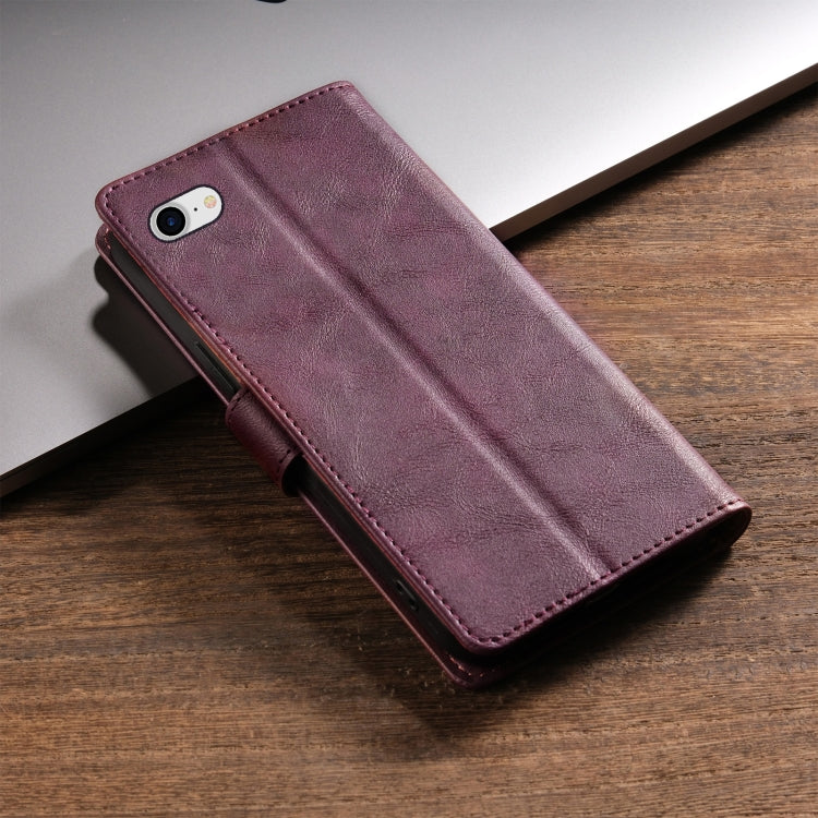 For iPhone 16e N.BEKUS CSJ-P1 Solid Color Leather Phone Case(Wine Red) - iPhone 16e Cases by N.BEKUS | Online Shopping UK | buy2fix