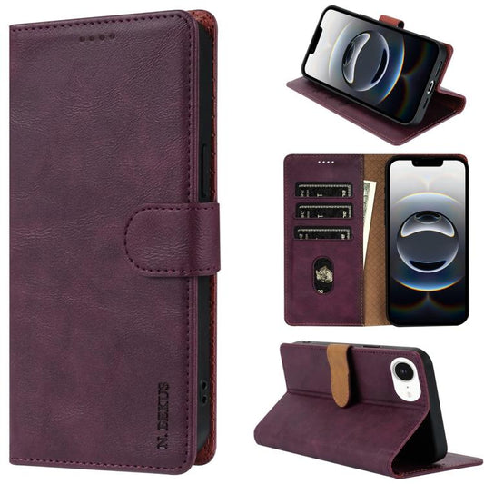 For iPhone 16e N.BEKUS CSJ-P1 Solid Color Leather Phone Case(Wine Red) - iPhone 16e Cases by N.BEKUS | Online Shopping UK | buy2fix