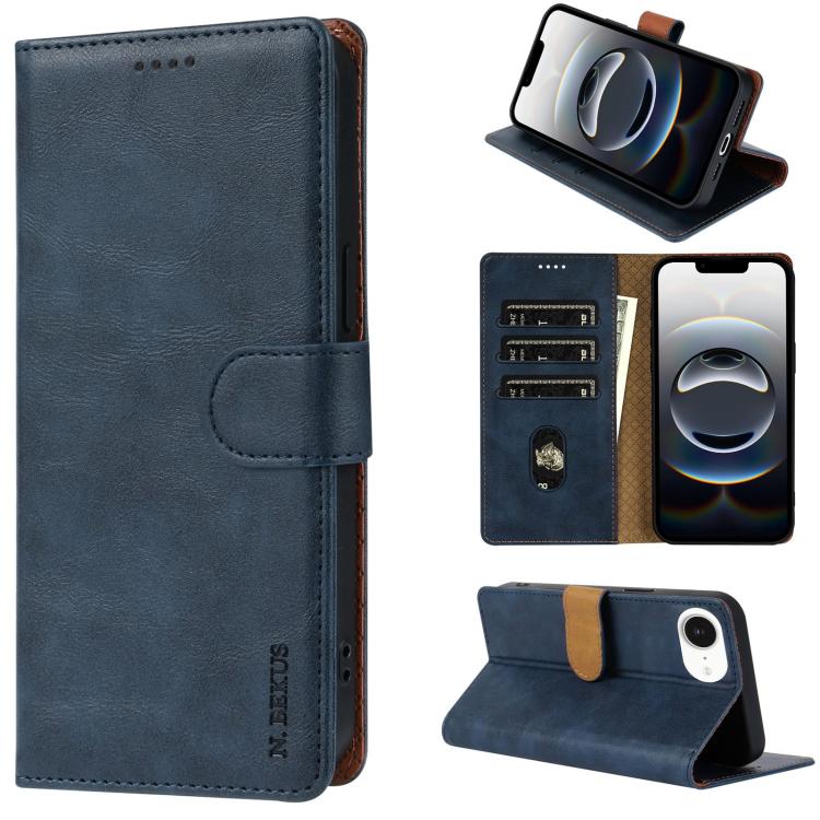 For iPhone 16e N.BEKUS CSJ-P1 Solid Color Leather Phone Case(Blue) - iPhone 16e Cases by N.BEKUS | Online Shopping UK | buy2fix