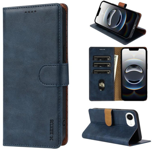 For iPhone 16e N.BEKUS CSJ-P1 Solid Color Leather Phone Case(Blue) - iPhone 16e Cases by N.BEKUS | Online Shopping UK | buy2fix