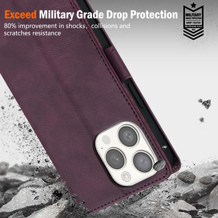 For iPhone 12 / 12 Pro N.BEKUS CSJ-P1 Solid Color Leather Phone Case(Wine Red) - iPhone 12 / 12 Pro Cases by N.BEKUS | Online Shopping UK | buy2fix