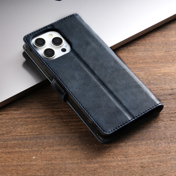 For iPhone 12 / 12 Pro N.BEKUS CSJ-P1 Solid Color Leather Phone Case(Blue) - iPhone 12 / 12 Pro Cases by N.BEKUS | Online Shopping UK | buy2fix