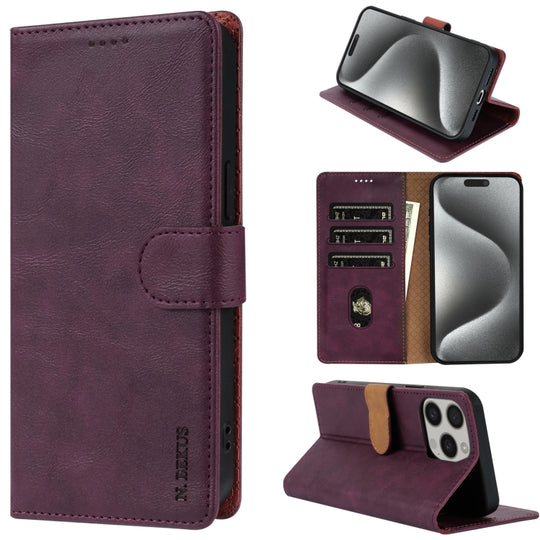 For iPhone 12 Pro Max N.BEKUS CSJ-P1 Solid Color Leather Phone Case(Wine Red)