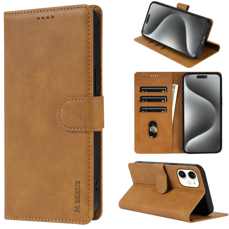 For iPhone 11 N.BEKUS CSJ-P1 Solid Color Leather Phone Case(Brown) - More iPhone Cases by N.BEKUS | Online Shopping UK | buy2fix