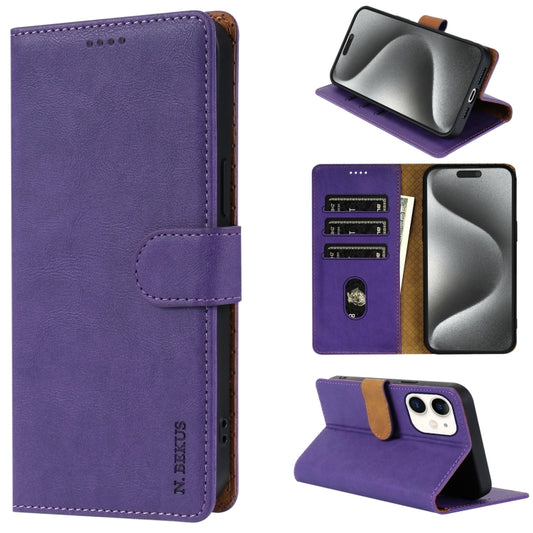 For iPhone 11 N.BEKUS CSJ-P1 Solid Color Leather Phone Case(Purple) - More iPhone Cases by N.BEKUS | Online Shopping UK | buy2fix