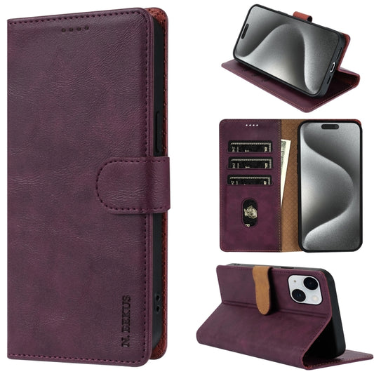 For iPhone 14 / 13 N.BEKUS CSJ-P1 Solid Color Leather Phone Case(Wine Red) - iPhone 14 Cases by N.BEKUS | Online Shopping UK | buy2fix