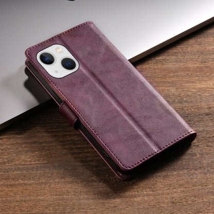 For iPhone 14 / 13 N.BEKUS CSJ-P1 Solid Color Leather Phone Case(Wine Red) - iPhone 14 Cases by N.BEKUS | Online Shopping UK | buy2fix