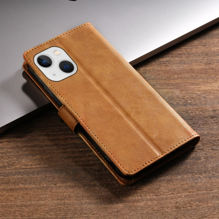 For iPhone 14 / 13 N.BEKUS CSJ-P1 Solid Color Leather Phone Case(Brown) - iPhone 14 Cases by N.BEKUS | Online Shopping UK | buy2fix