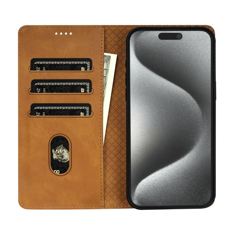 For iPhone 14 / 13 N.BEKUS CSJ-P1 Solid Color Leather Phone Case(Brown) - iPhone 14 Cases by N.BEKUS | Online Shopping UK | buy2fix