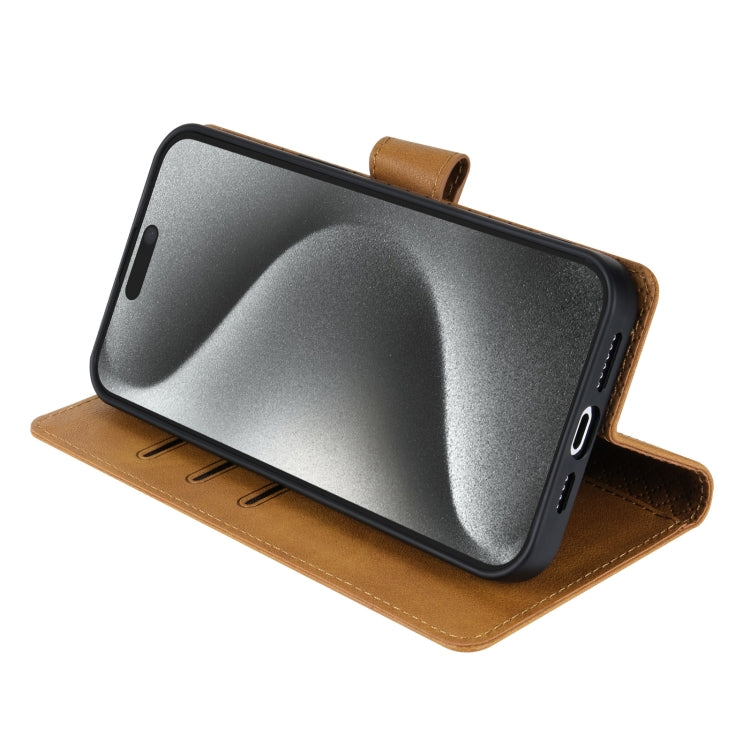 For iPhone 14 / 13 N.BEKUS CSJ-P1 Solid Color Leather Phone Case(Brown) - iPhone 14 Cases by N.BEKUS | Online Shopping UK | buy2fix