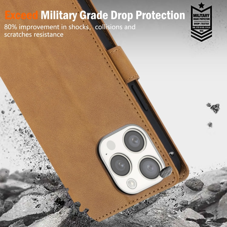 For iPhone 14 / 13 N.BEKUS CSJ-P1 Solid Color Leather Phone Case(Brown) - iPhone 14 Cases by N.BEKUS | Online Shopping UK | buy2fix