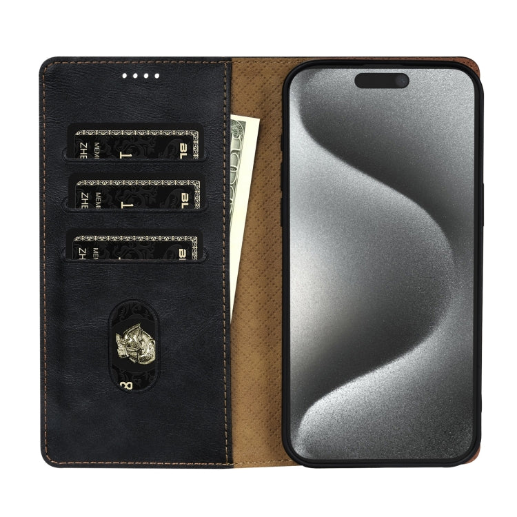 For iPhone 14 / 13 N.BEKUS CSJ-P1 Solid Color Leather Phone Case(Black) - iPhone 14 Cases by N.BEKUS | Online Shopping UK | buy2fix