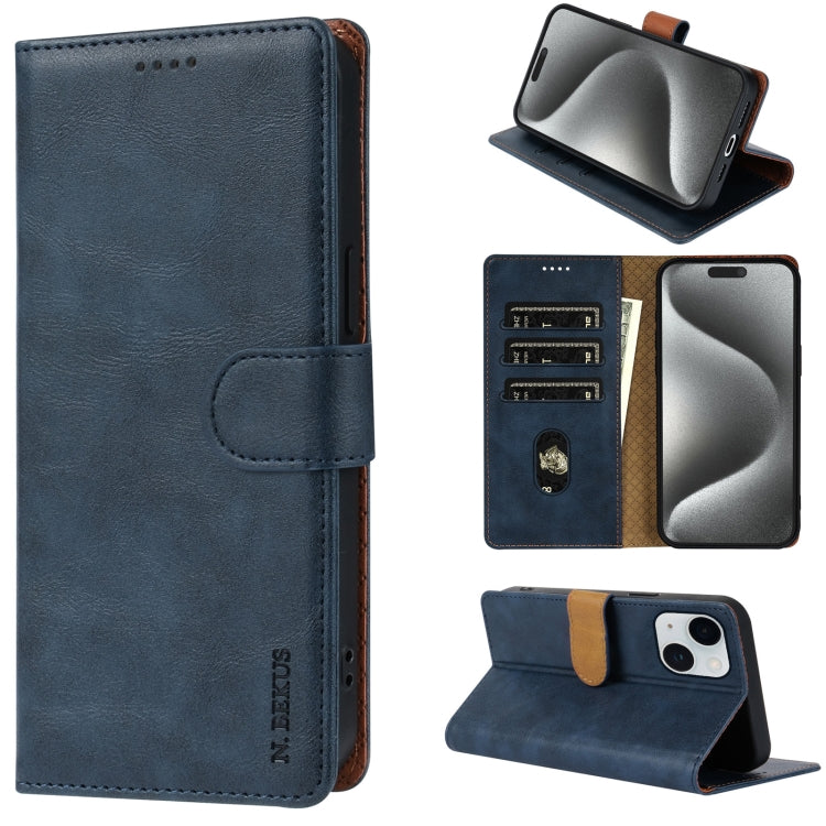For iPhone 14 / 13 N.BEKUS CSJ-P1 Solid Color Leather Phone Case(Blue) - iPhone 14 Cases by N.BEKUS | Online Shopping UK | buy2fix