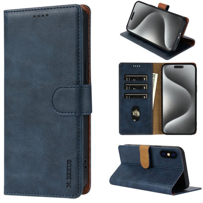 For iPhone XS / X N.BEKUS CSJ-P1 Solid Color Leather Phone Case(Blue) - More iPhone Cases by N.BEKUS | Online Shopping UK | buy2fix