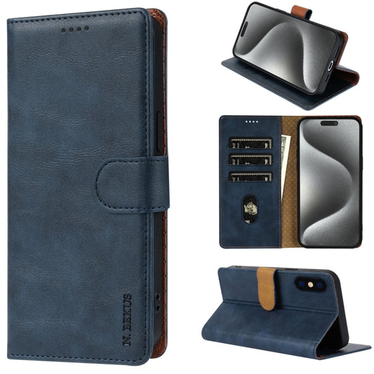 For iPhone XS / X N.BEKUS CSJ-P1 Solid Color Leather Phone Case(Blue) - More iPhone Cases by N.BEKUS | Online Shopping UK | buy2fix