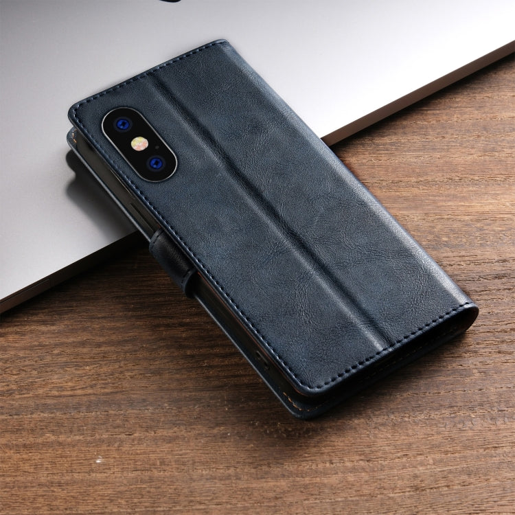 For iPhone XS / X N.BEKUS CSJ-P1 Solid Color Leather Phone Case(Blue) - More iPhone Cases by N.BEKUS | Online Shopping UK | buy2fix
