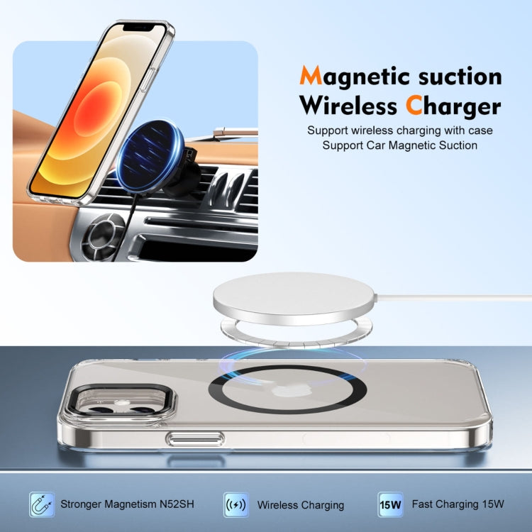 For iPhone 12 Ice Feel HD Transparent MagSafe PC Full Coverage Phone Case(Black) by buy2fix