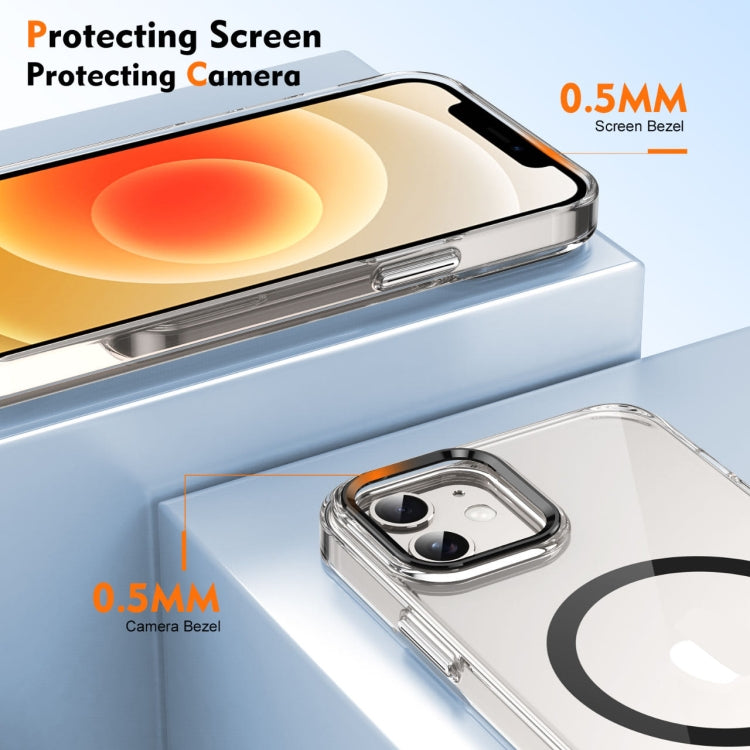 For iPhone 12 Ice Feel HD Transparent MagSafe PC Full Coverage Phone Case(Black) by buy2fix