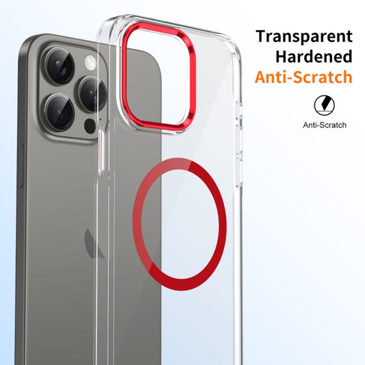 For iPhone 13 Pro Max Ice Feel HD Transparent MagSafe PC Full Coverage Phone Case(Red) by buy2fix