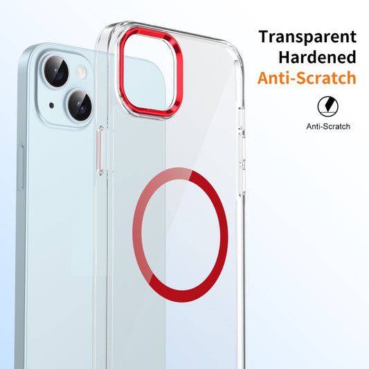For iPhone 13 Ice Feel HD Transparent MagSafe PC Full Coverage Phone Case(Red) by buy2fix