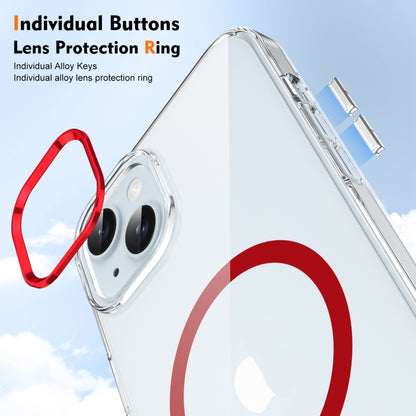 For iPhone 13 Ice Feel HD Transparent MagSafe PC Full Coverage Phone Case(Red) by buy2fix